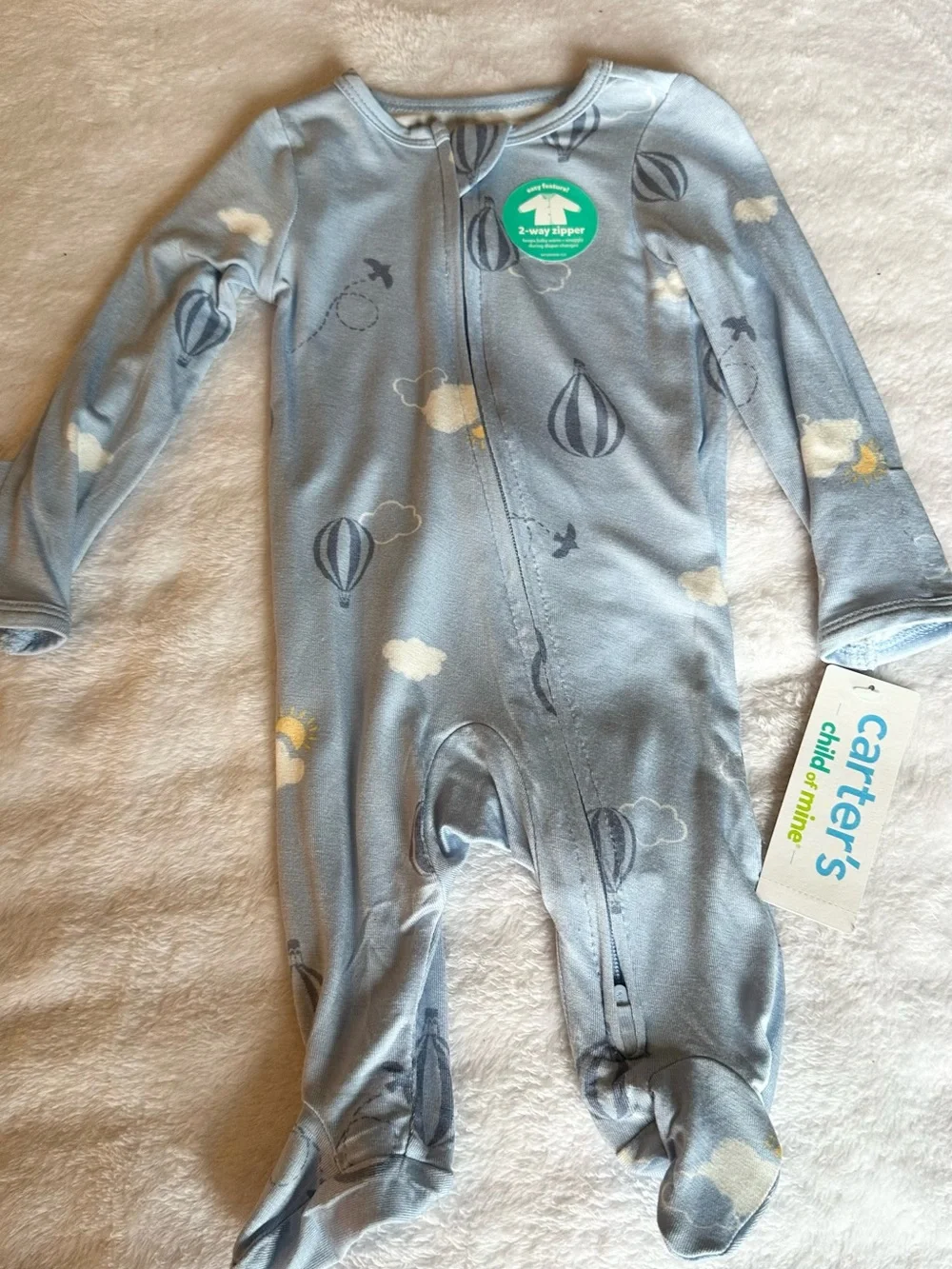 Carter's Light Blue Hot Air Balloon Footed One-Piece